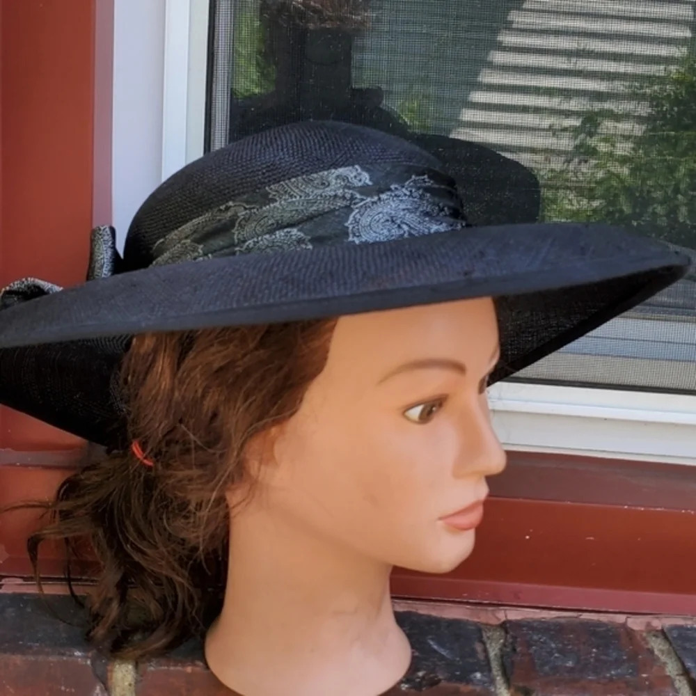 Vintage black‎ straw Hat - Picture 2 of 6